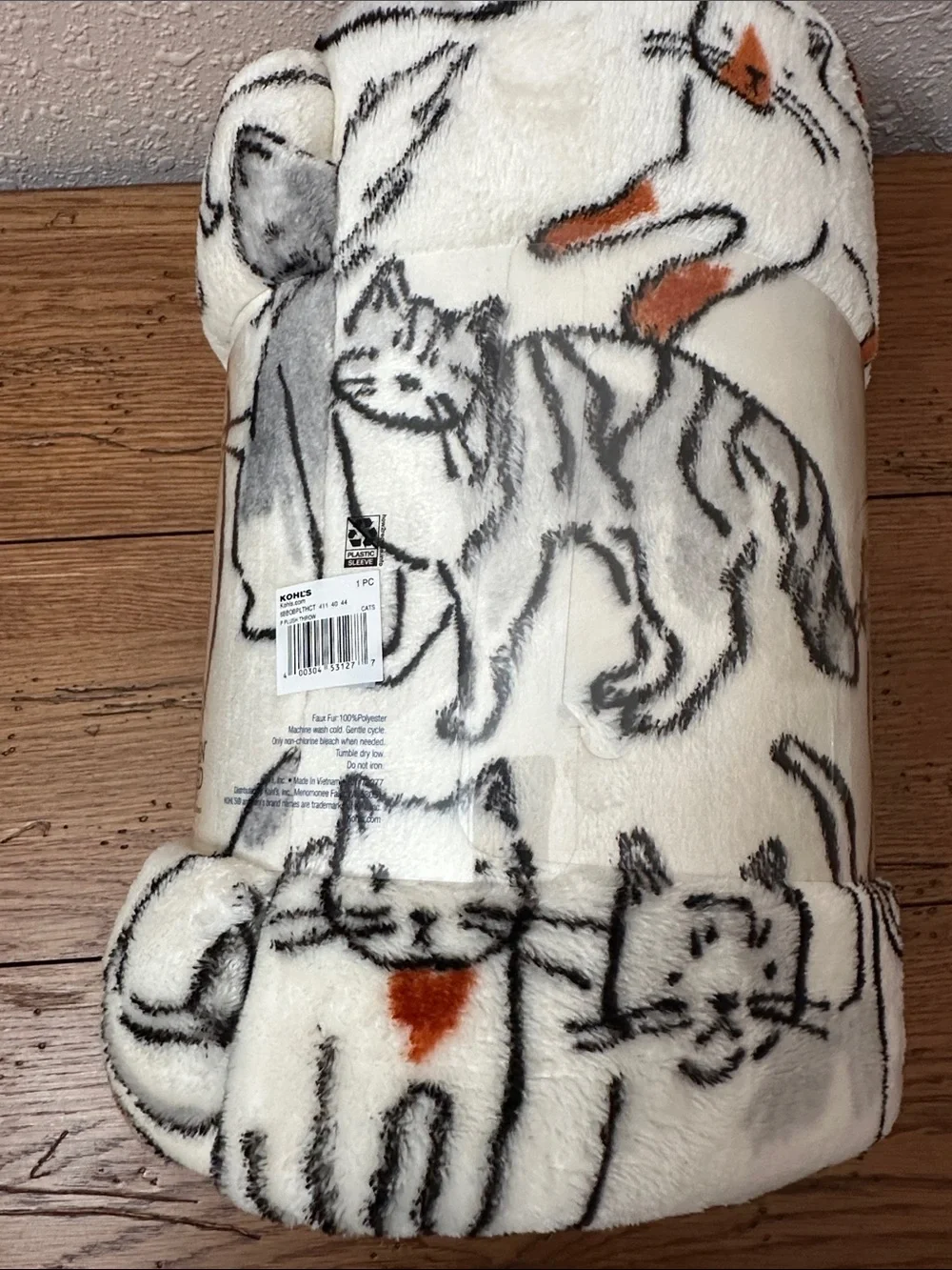 The Big One Cozy Plush Throw Blanket with White and Orange Cat Design